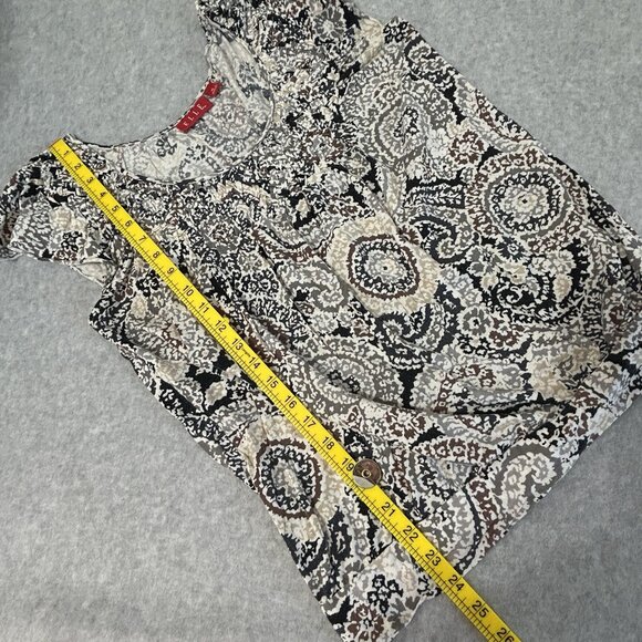 VTG ELLE Women’s Blouse M Paisley Knit Top Side Tie Waist Flutter Cap Sleeve - Picture 5 of 10